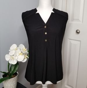 Nine West Black Women Sleeveless Vneck Top Size XL